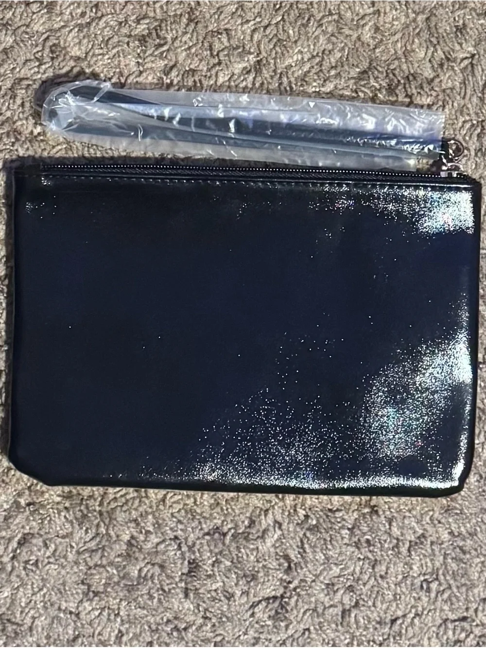 Victoria's Secret Black Sequin Stripe Tote with Pink and Red Accents